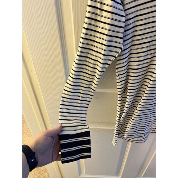 Toad&Co Black and White Striped Long Sleeve Hoodie - Picture 4 of 7